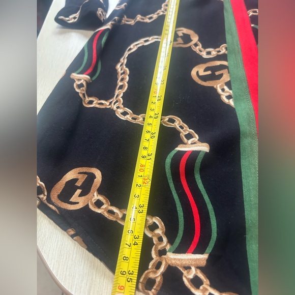 Black Buttons Dress Shirt with Gold Chain and Stripe Design - Picture 2 of 7